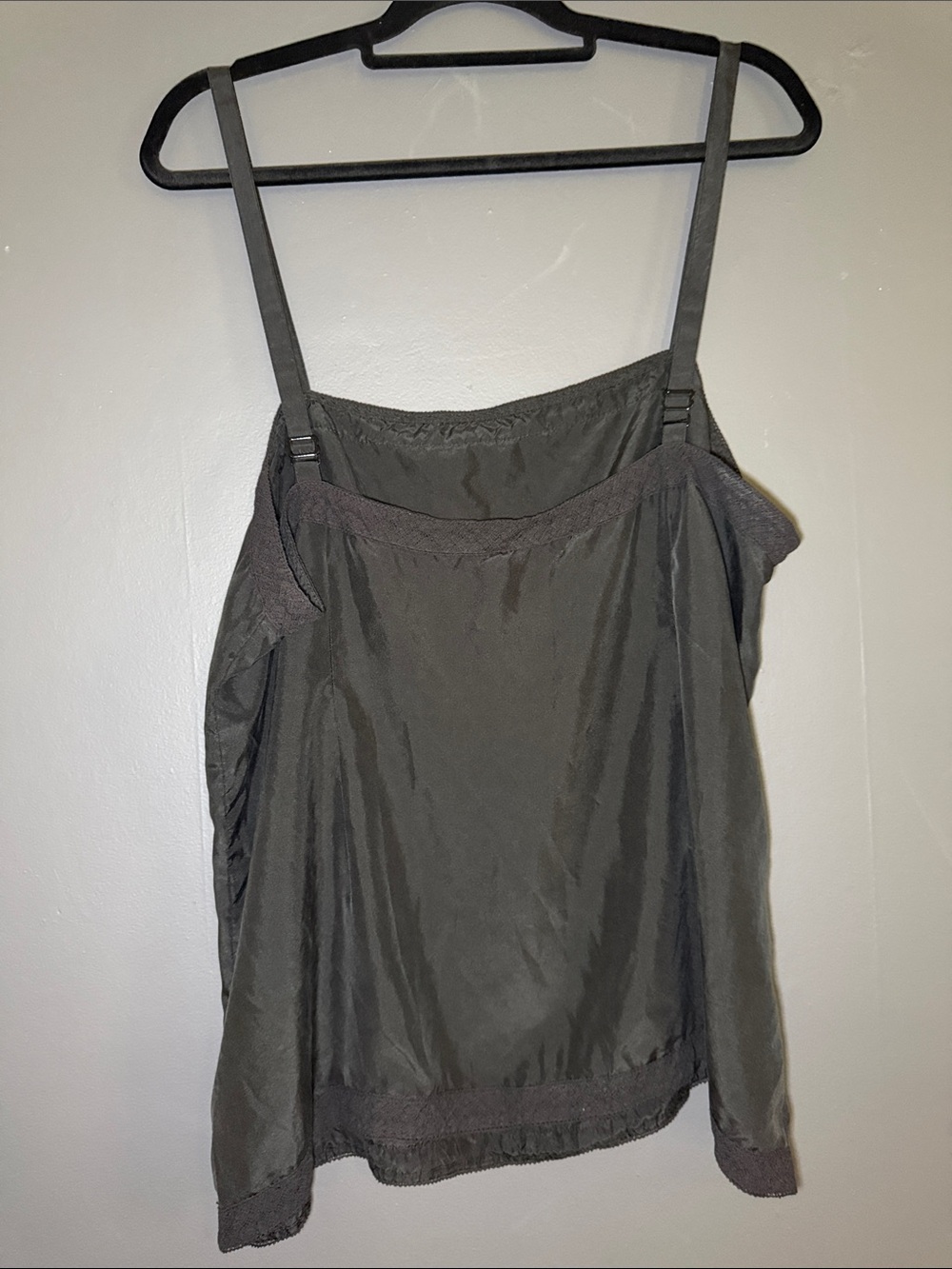 Eileen Fisher Silk Lace Trim Black Camisole Tank Sz XL Luxury - Picture 7 of 9